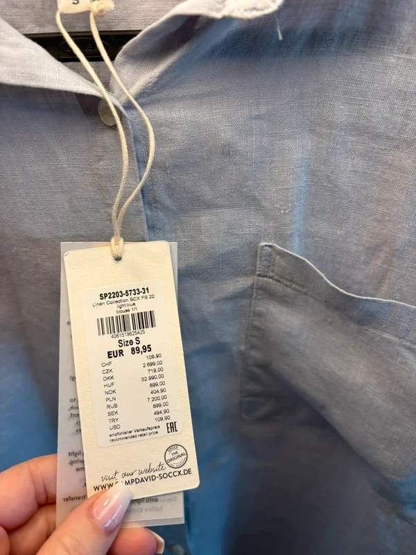 Soccx Camp David Damen Frauen Leinen Bluse Hemd hellblau Gr. S