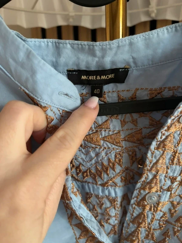 More & More Bluse Damen Stickerei Gr. L Shirt 
