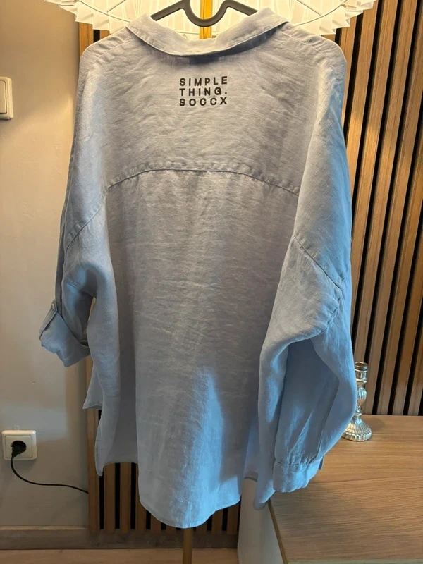 Soccx Camp David Damen Frauen Leinen Bluse Hemd hellblau Gr. S