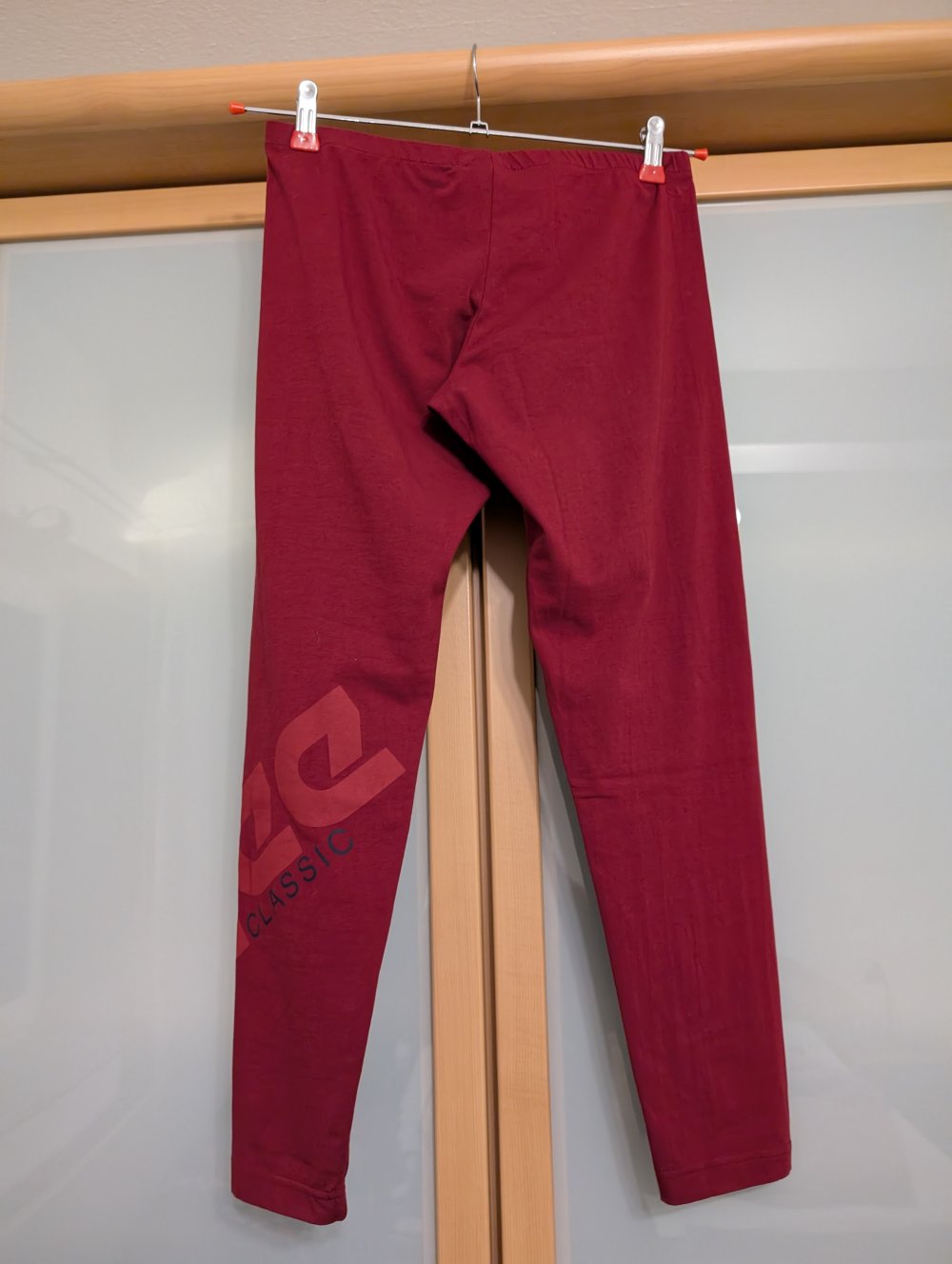 Dunkelrote Leggings von Reebok, 7/8 Länge, Größe M (40/42)