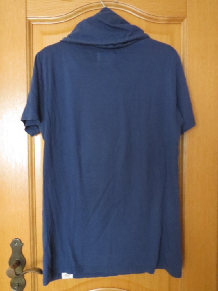 Shirt mit Kragen/Kaputze, Gr. M, dunkelblau