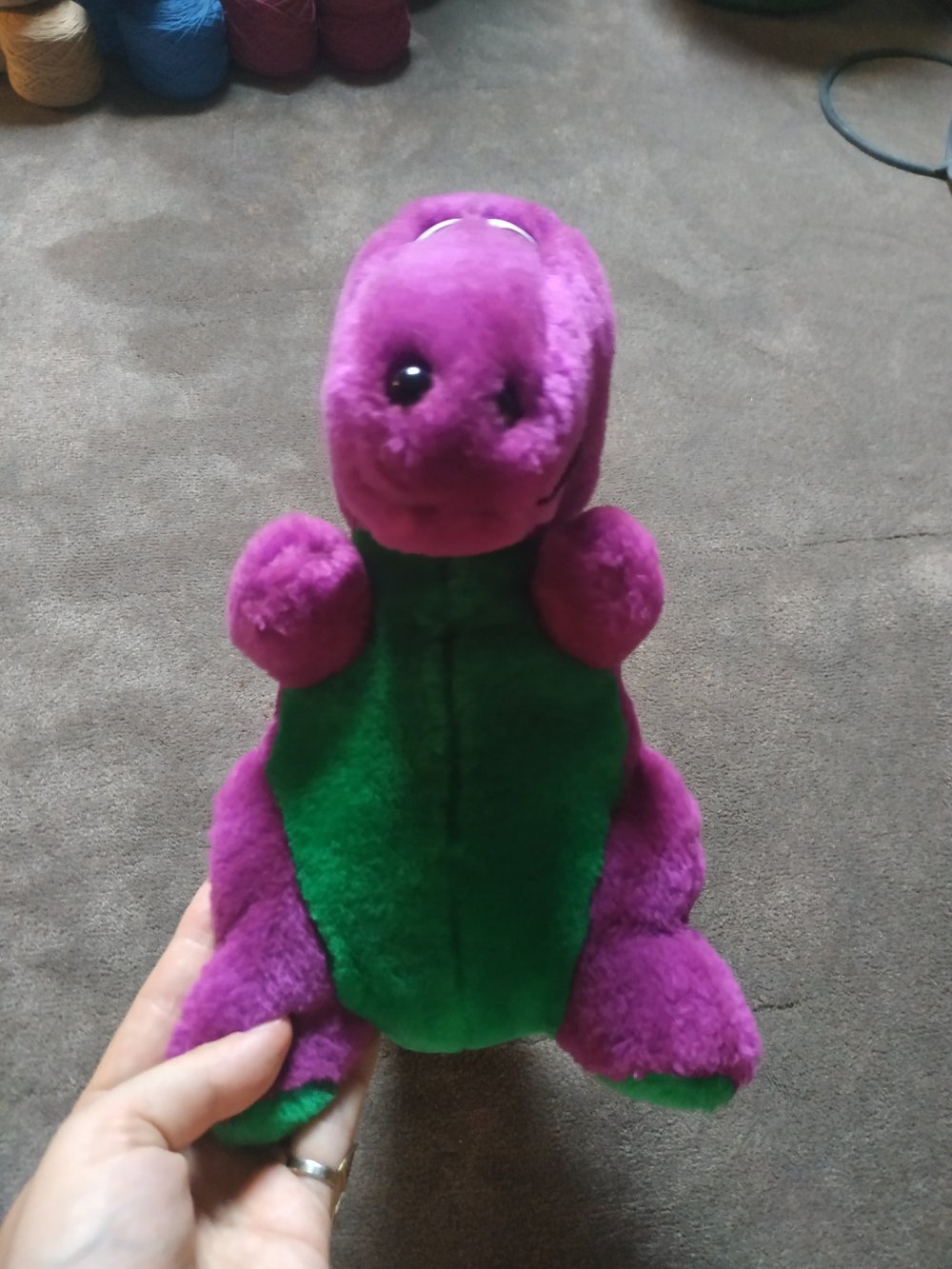 Vintage 90s Barney Dino Kuscheltier Stofftier Plüschtier