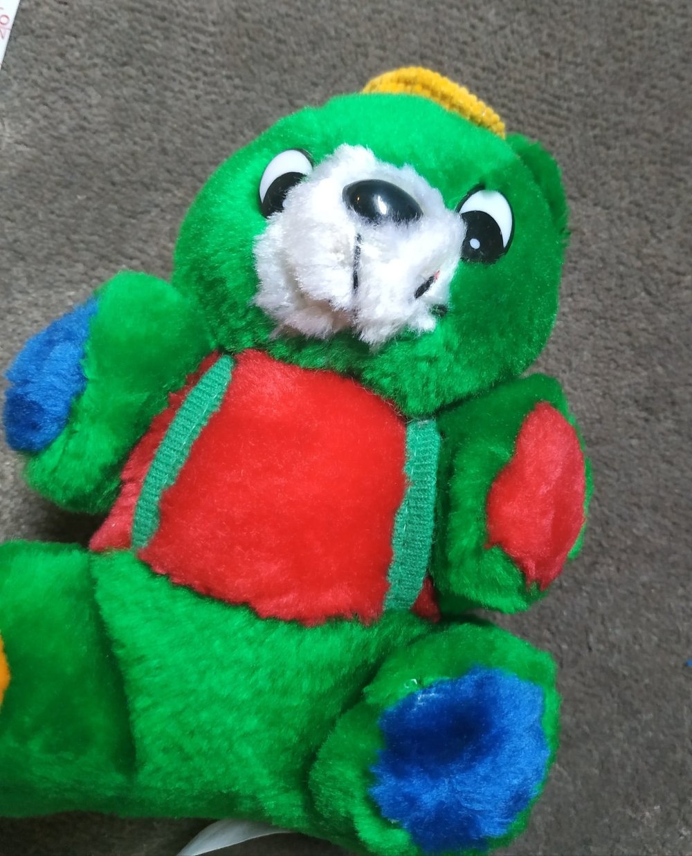 Kleiner Vintage Teddybär Kuscheltier Stofftier Plüschtier Grün