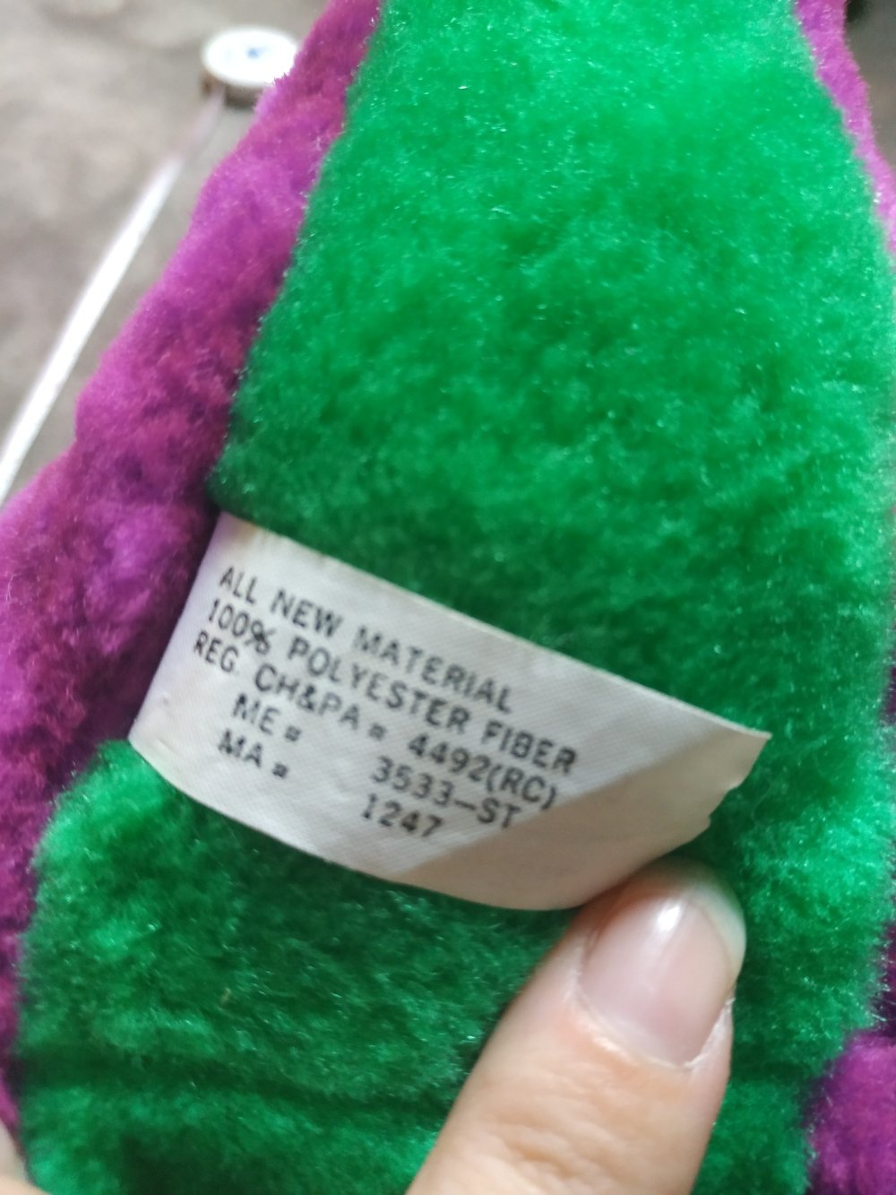 Vintage 90s Barney Dino Kuscheltier Stofftier Plüschtier