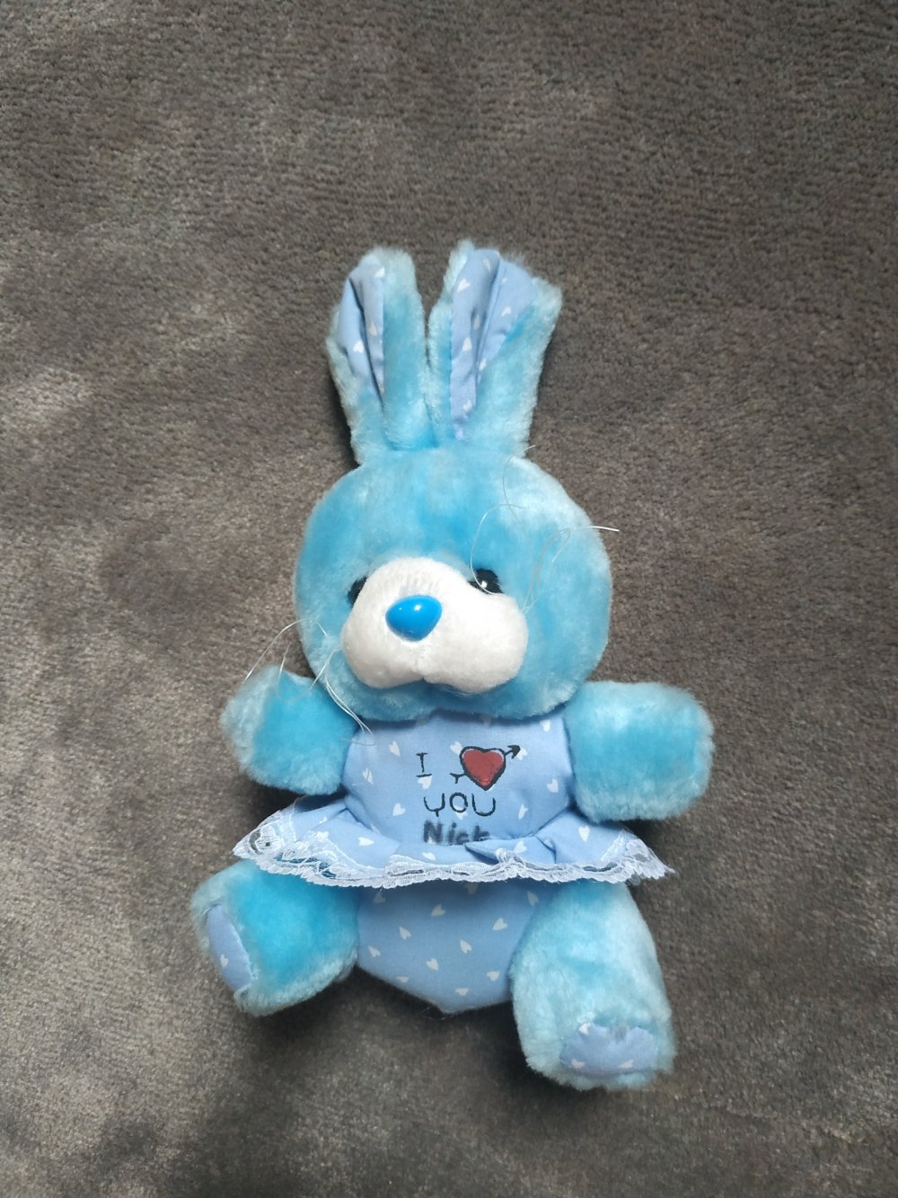 90s Vintage Kuscheltier Plüschtier Stofftier Hase Blau 