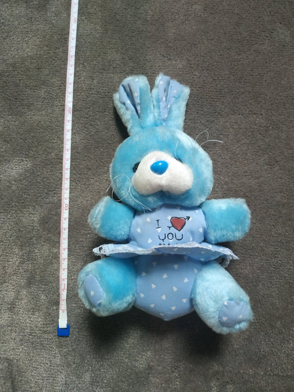 90s Vintage Kuscheltier Plüschtier Stofftier Hase Blau 