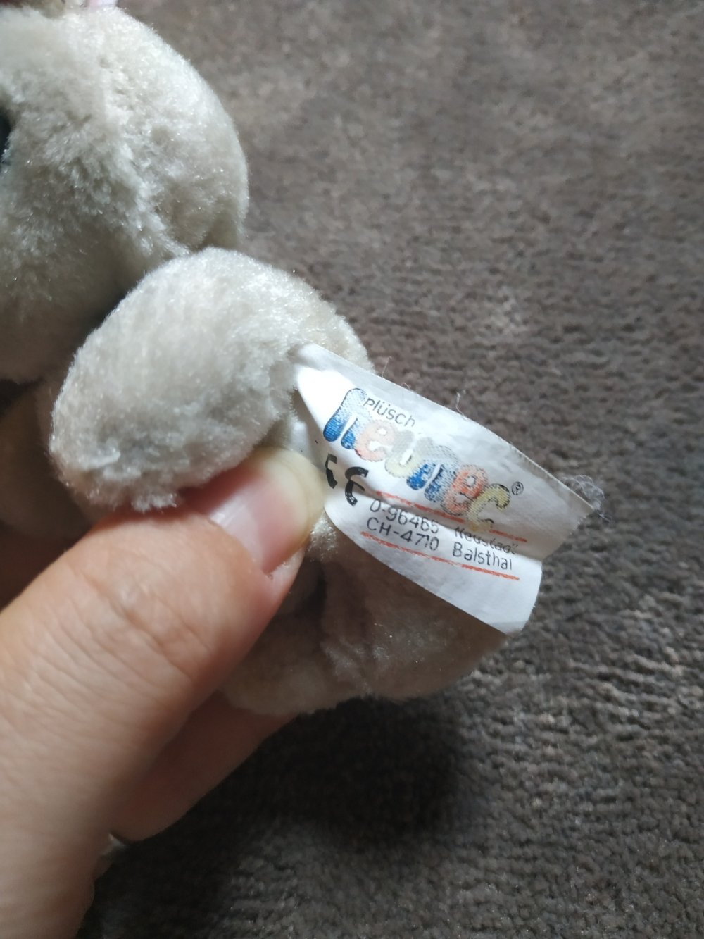 Vintage Hase Kuscheltier Stofftier Plüschtier Anhänger Schlüsselanhänger