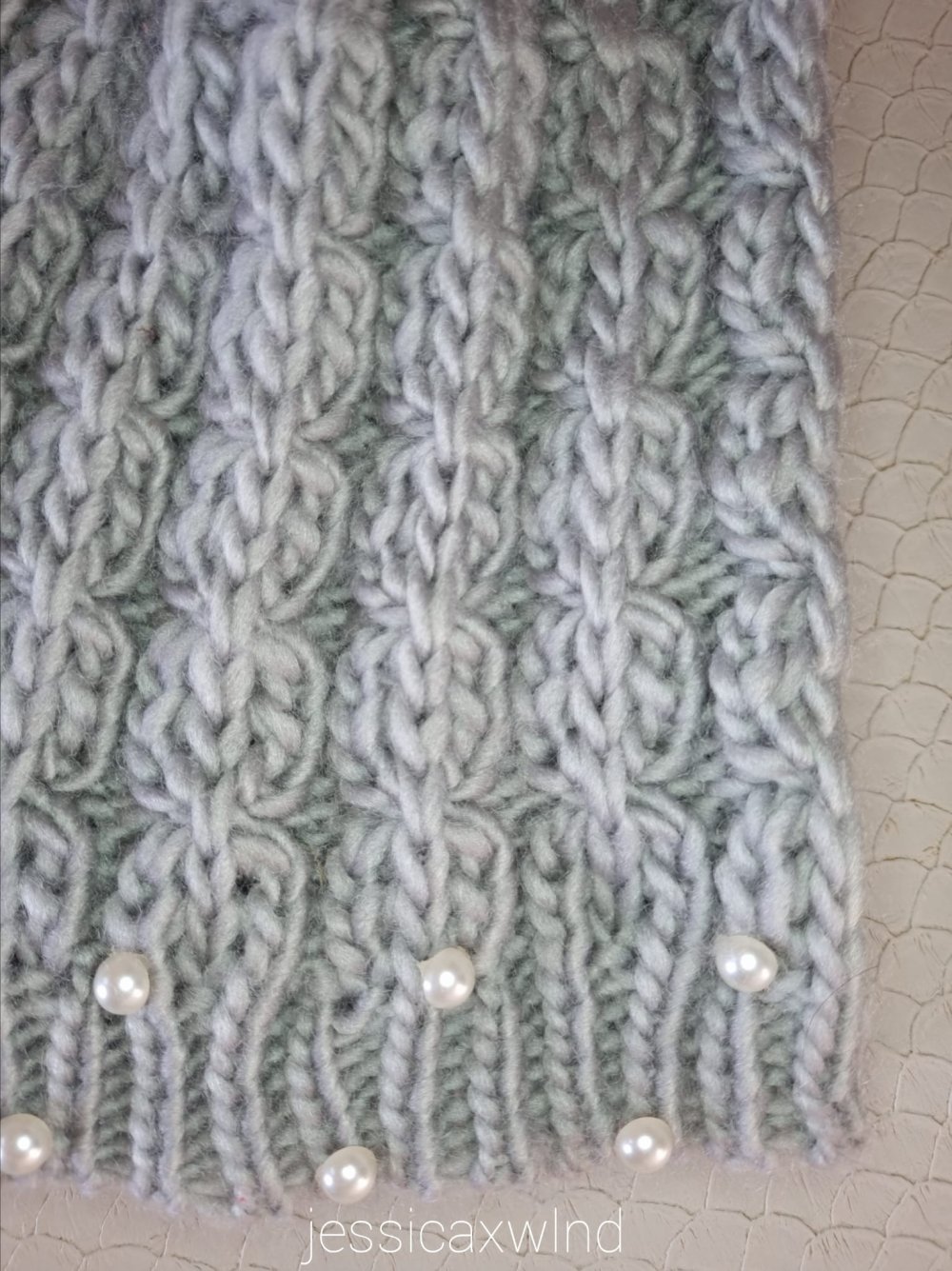 Mütze Perlen Glitzer Grau Strickmütze