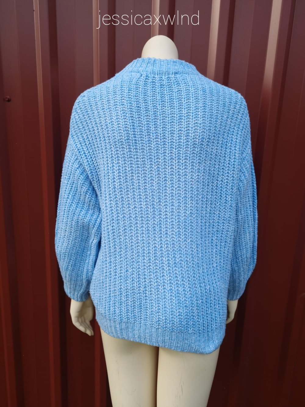 Strickpullover Balloonärmel Oversize Hellblau