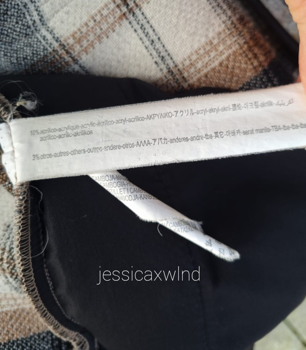 Bershka Hemdjacke Camel Schwarz kariert