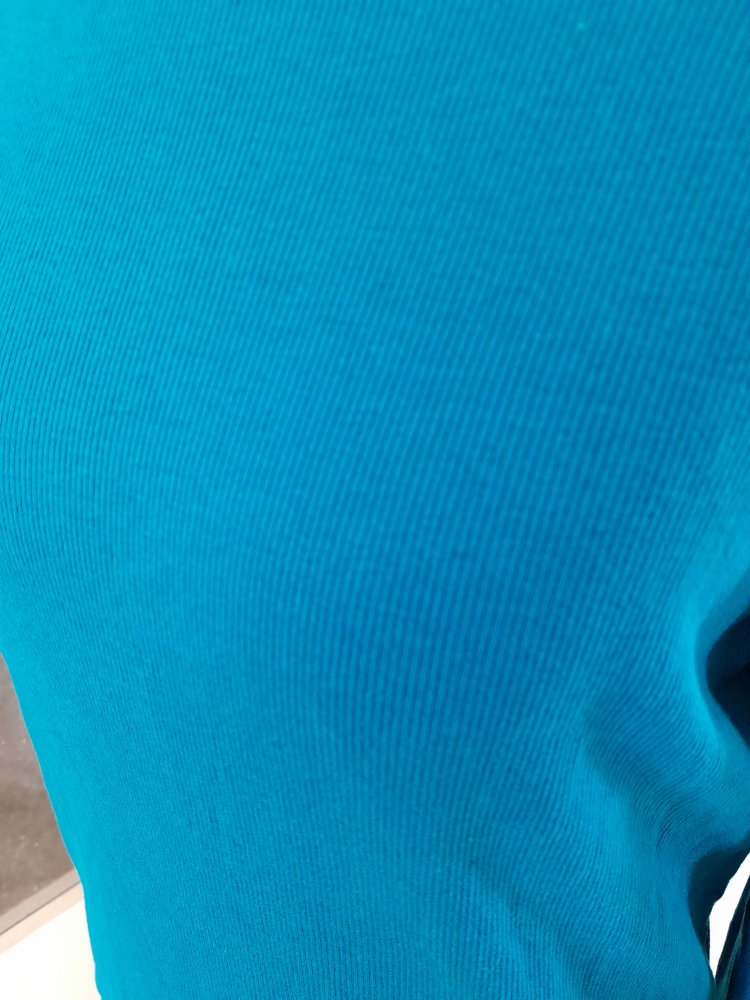 Fein geripptes Longsleeve in Petrol mit Turtleneck, Gr.S