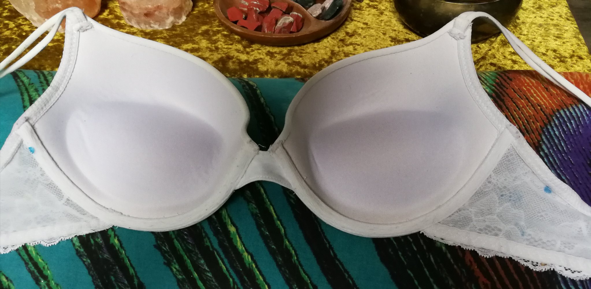 BH Büstenhalter Push-Up Spitzen-BH Goldglitzer Batik Muster Designer Lingerie
