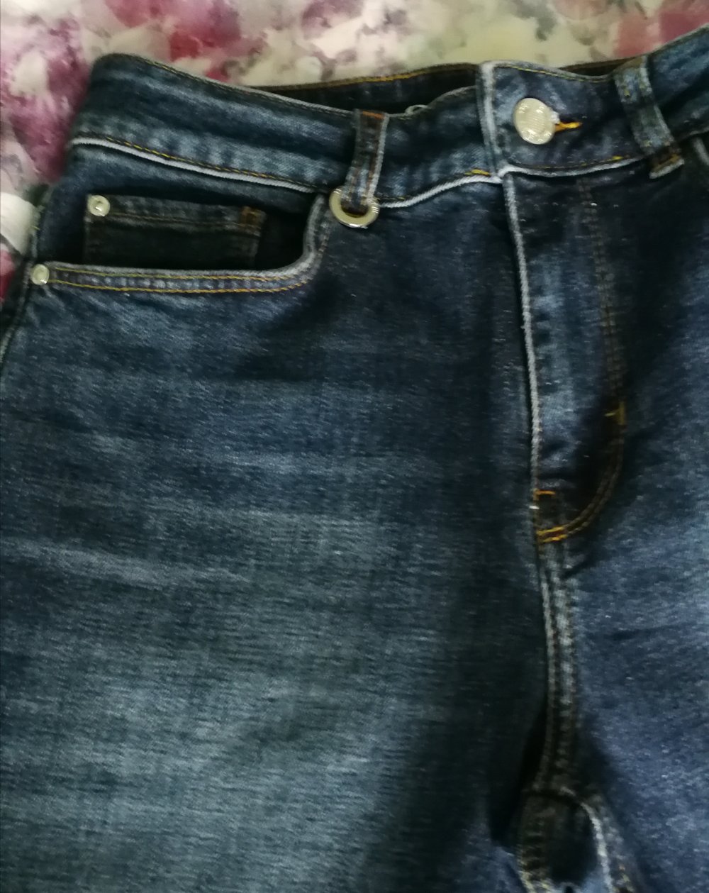 Dunkle Orsay Jeanshose Denim Straight mit Baumwolle und Hanf Gr. 34