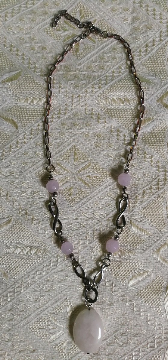 Wundertolle Rosenquarz Kette Vintage Retro Boho Hippie! Für Herzensbelange! Bijou Brigitte