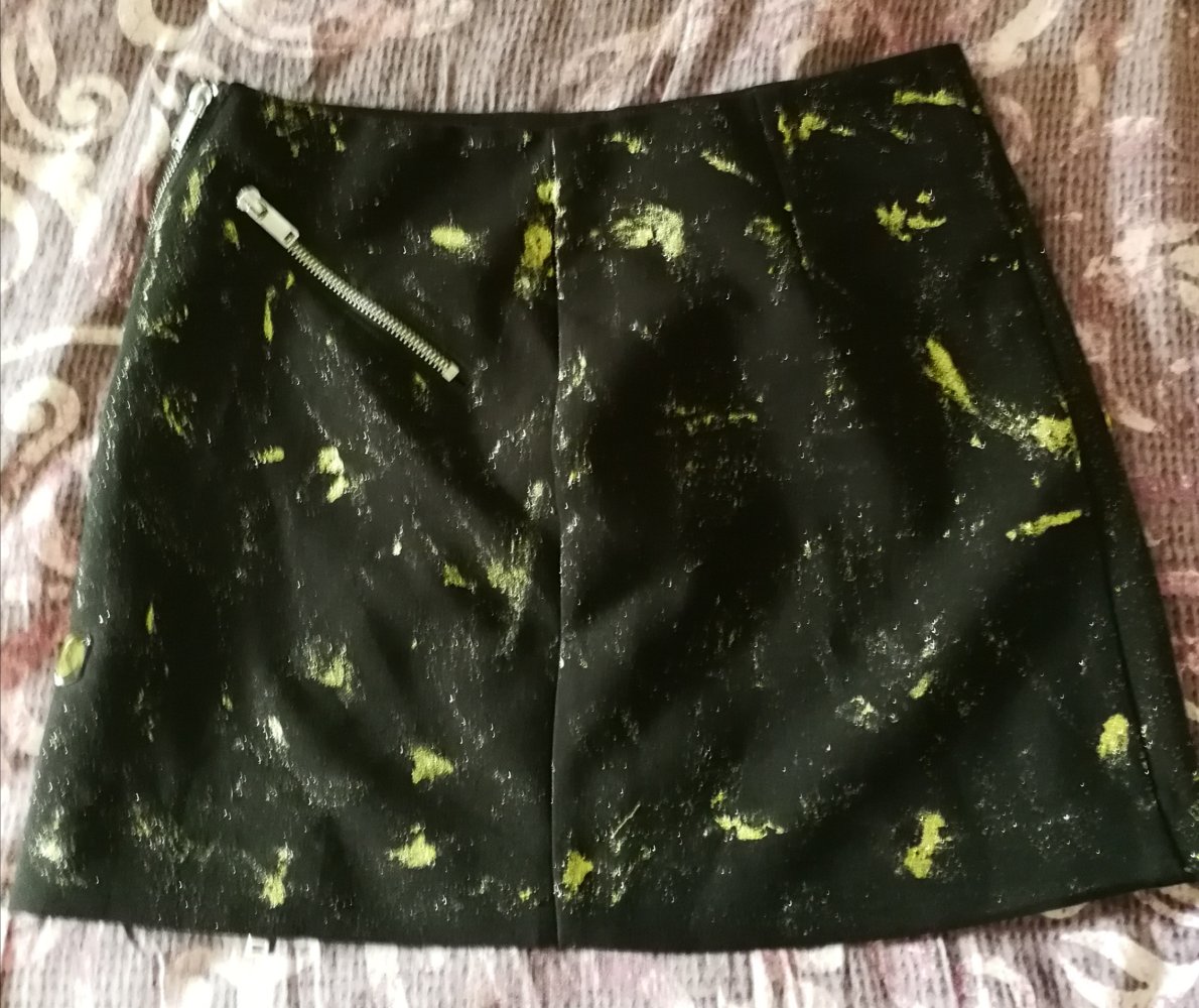 Glitzer Minirock Kleiner Schwarzer Designerrock Strass 80er Style Punk Rock Bling Bling