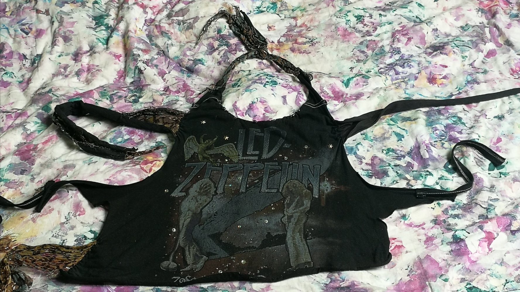 Led Zeppelin Neckholder-Top! Custom-Bandshirt Unisize US Rockchick Fashion!