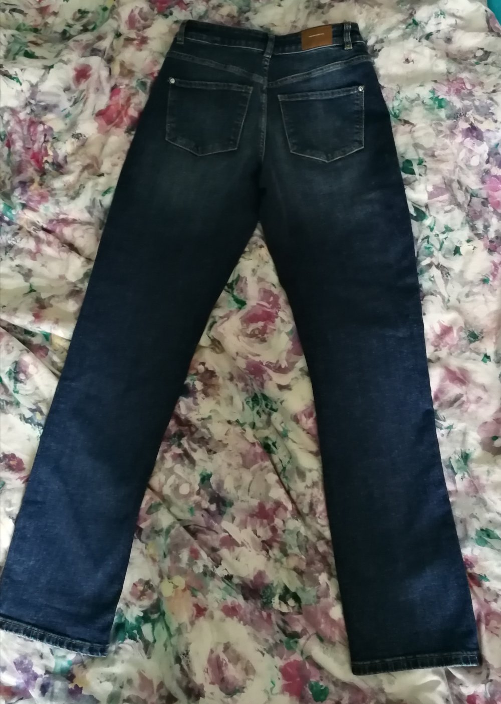 Dunkle Orsay Jeanshose Denim Straight mit Baumwolle und Hanf Gr. 34