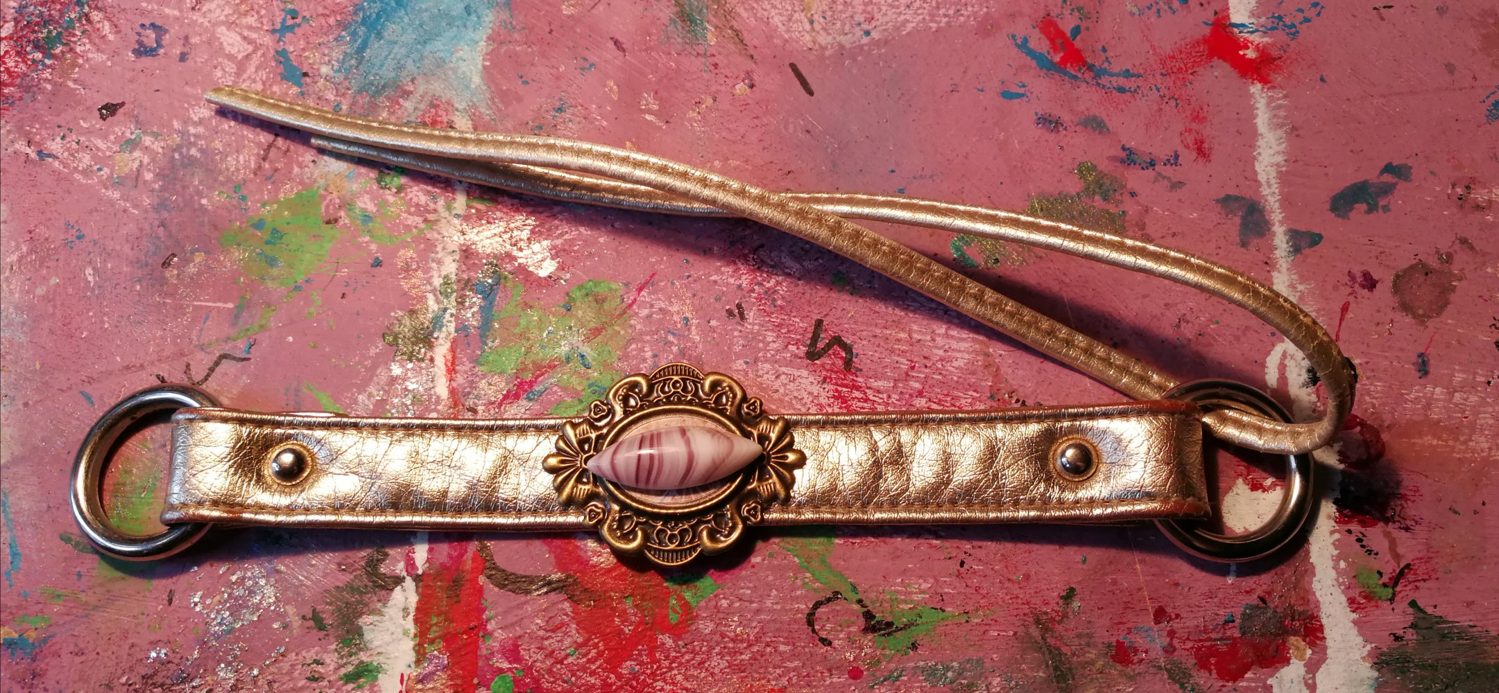 Halskette Choker goldene Kette Designerschmuck Gothic Schmuckstein Victorian Steampunk Custom