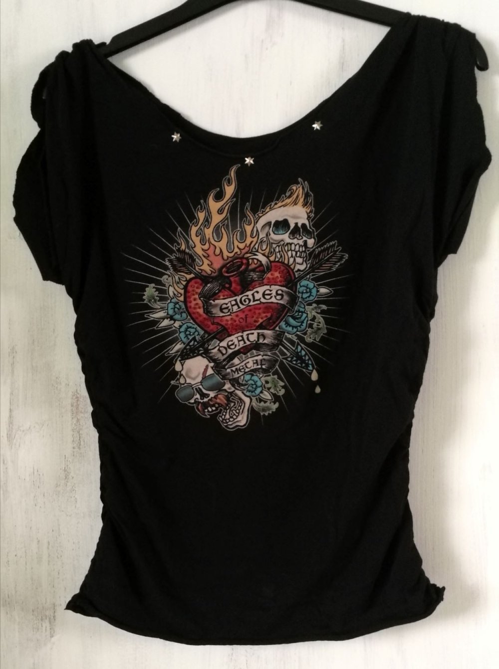 Eagles of Death Metal Bandshirt! Designershirt Girlie Tattoo Skull Perlen Handarbeit Custom 