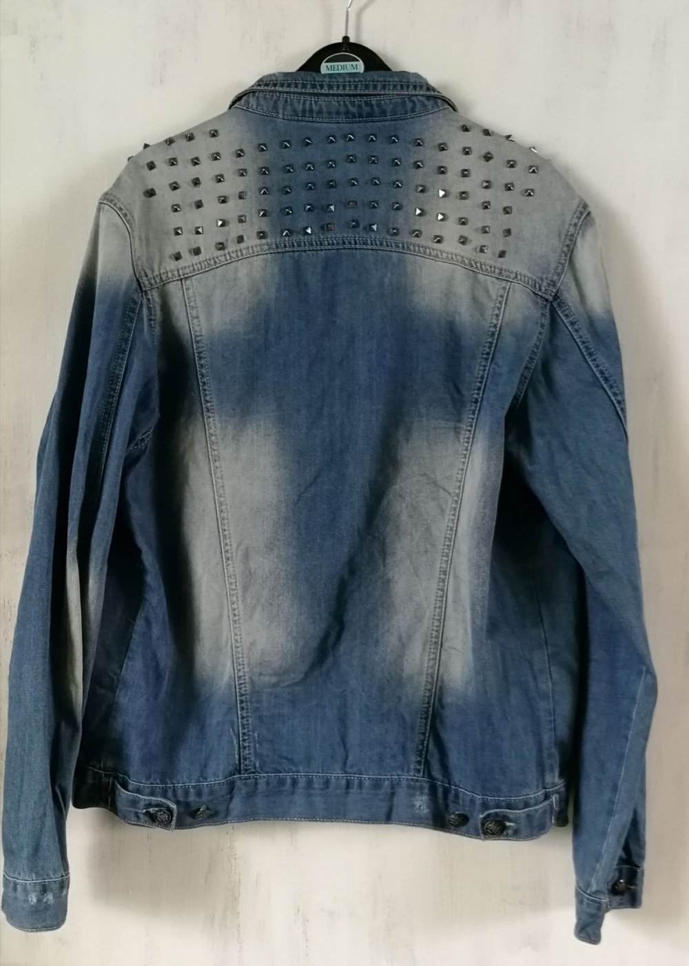 Jeans Jacke Designerjacke ReRock Nietenjacke Unisex Washed Out Usedlook Gr. M Rocker Metal Nieten!