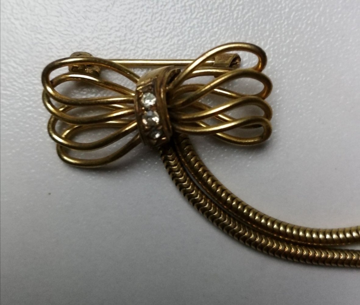 Goldbroschen Schleifen Strass Antik Vintage Deko besonderes Design! Sehr rar!