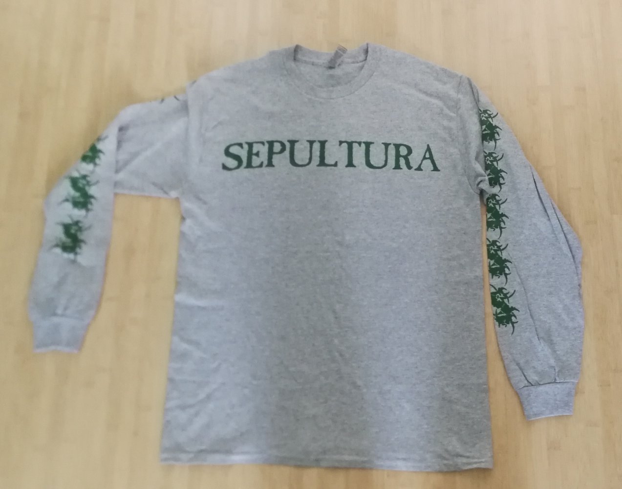 Sepultura! Cooles grün-graues Langarm Bandshirt Unisex Longsleeve Metal Merchandise NEU!