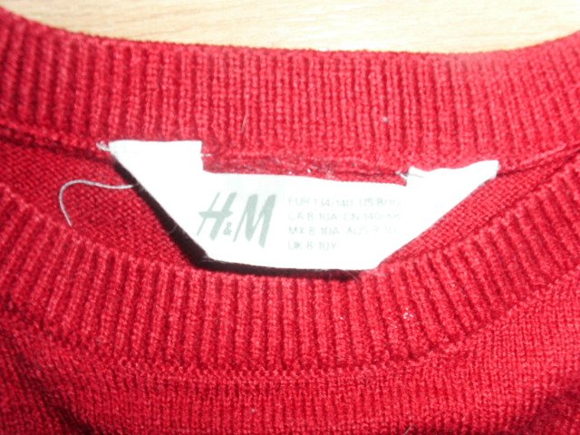 Weihnachtspullover von H&M, rot mit Motiv, Gr. 128