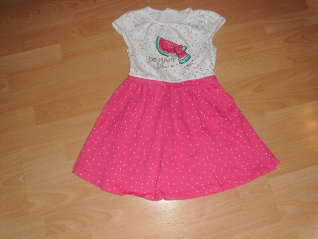 Kleid von Topolino, pink-weiß, mit Motiv, Gr. 128