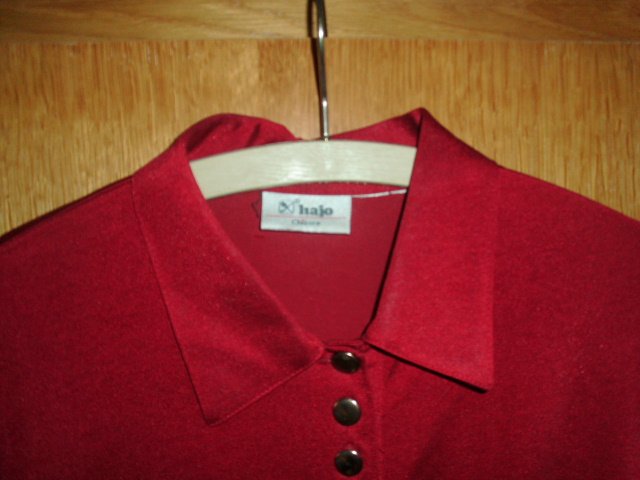 Schlupfbluse von  Hajo Chicara, rot mit Knopfleiste, Gr. 44/46