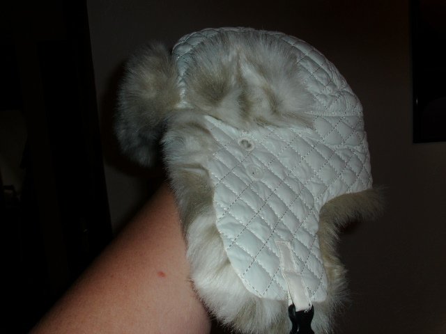 Fellmütze / Wintermütze / Chapka / Pilotenmütze, weiß-beige, KU 58 cm