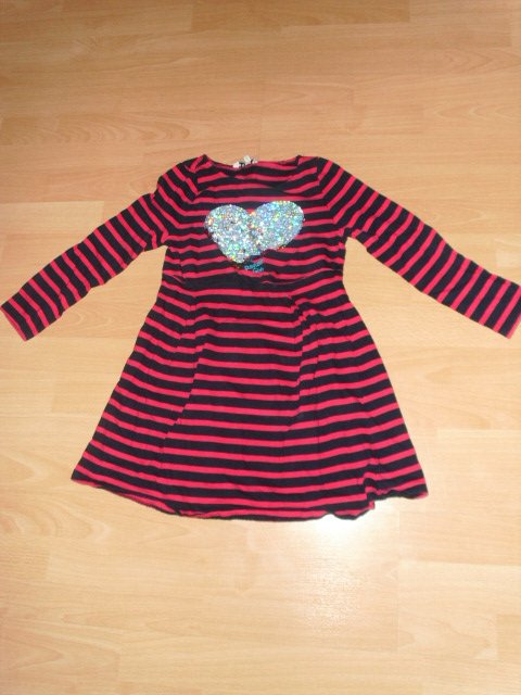 Kleid von Review, pink-blau gestreift mit Motiv, GR. 128