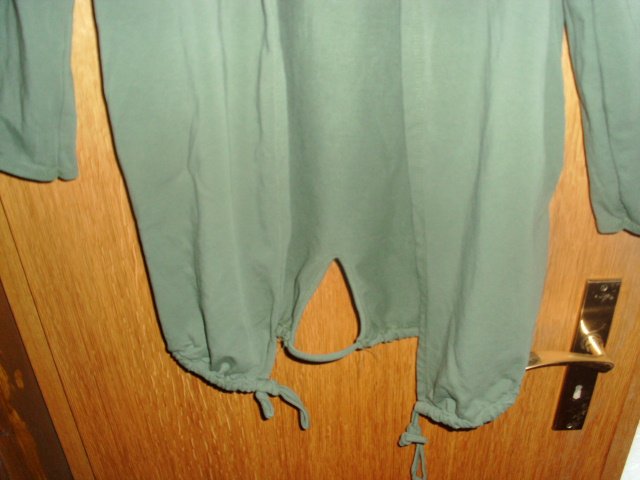 Langer Cardigan, khaki mit Kapuze, Gr. 42