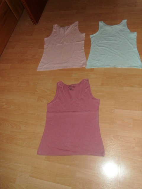 3 Tops von Esmara, rosa + hellblau, Gr. 40/42