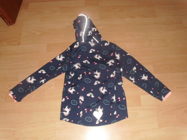 Softshelljacke von Dopodopo, blau mit Einhörnern, Gr. 128