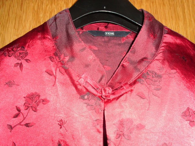 Bluse von TCM, rot im Asia Style, Gr. 42/44