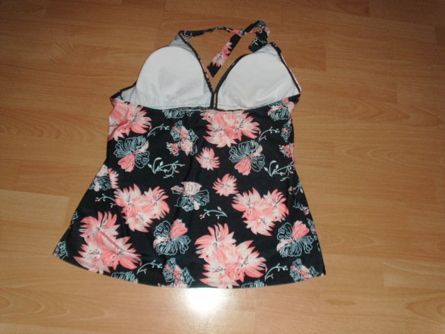 Tankini Oberteil von Octopus, schwarz mit Motiven, Gr. 46/48