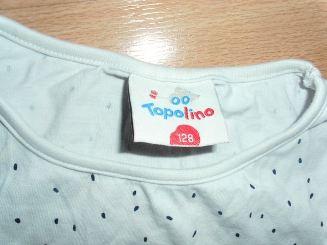 Kleid von Topolino, pink-weiß, mit Motiv, Gr. 128