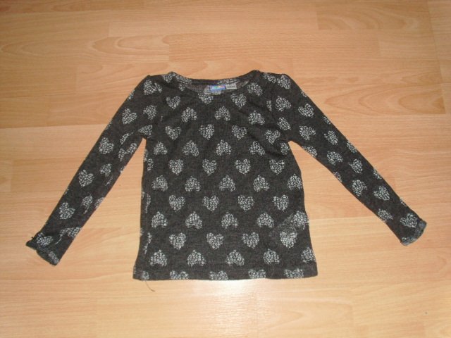 Langarmshirt von Lupilu, grau mit Herzen, Gr. 110/116