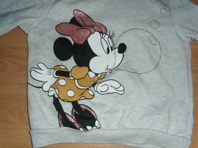 Hoodie von H&M, hellgrau mit Minnie Maus, Gr. 134