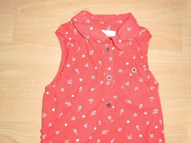 Longbluse von H&M, rot mit Motiven, Gr. 122