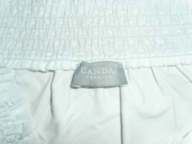 Schlupfbluse von Canda, weiß mit Carmenausschnitt, Gr. M ( 42 )