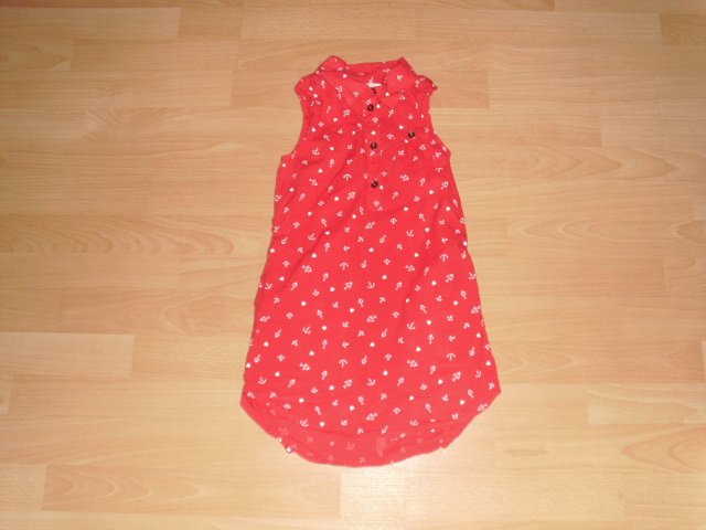 Longbluse von H&M, rot mit Motiven, Gr. 122