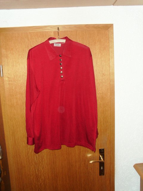 Schlupfbluse von  Hajo Chicara, rot mit Knopfleiste, Gr. 44/46