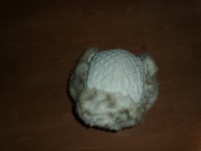 Fellmütze / Wintermütze / Chapka / Pilotenmütze, weiß-beige, KU 58 cm