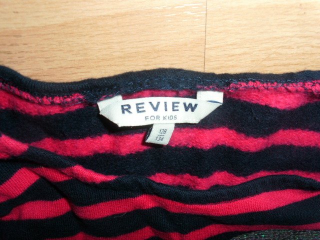 Kleid von Review, pink-blau gestreift mit Motiv, GR. 128