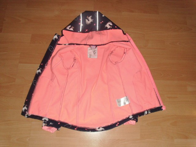 Softshelljacke von Dopodopo, blau mit Einhörnern, Gr. 128