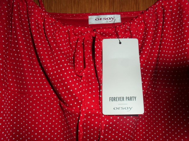 Sommerkleid von Orsay, rot mit weißen punkten, Gr. 38 mit Etikett