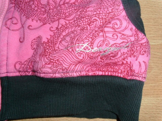 Sweatjacke von Desigual, grau-bunt mit Kapuze, Gr. 122/128