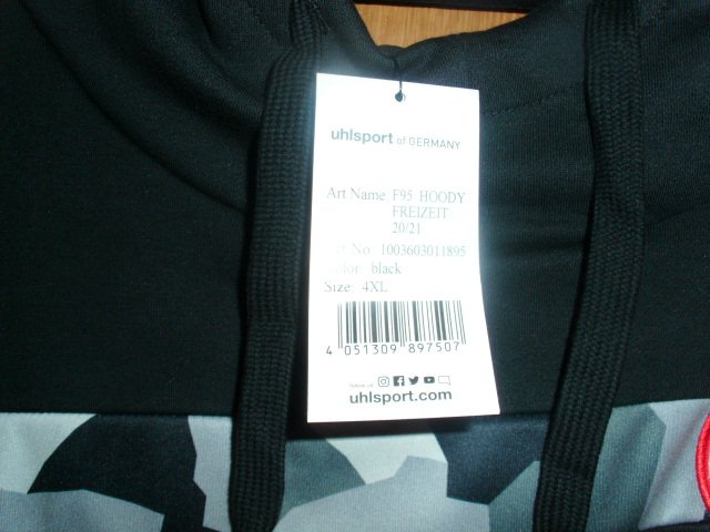 Hoodie von Uhlsport, schwarz, Fortuna Düsseldorf, Gr. 4XL