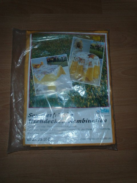 Tischdecken Kombination, gelb-bunt, 130x160 und 80x80 cm OVP